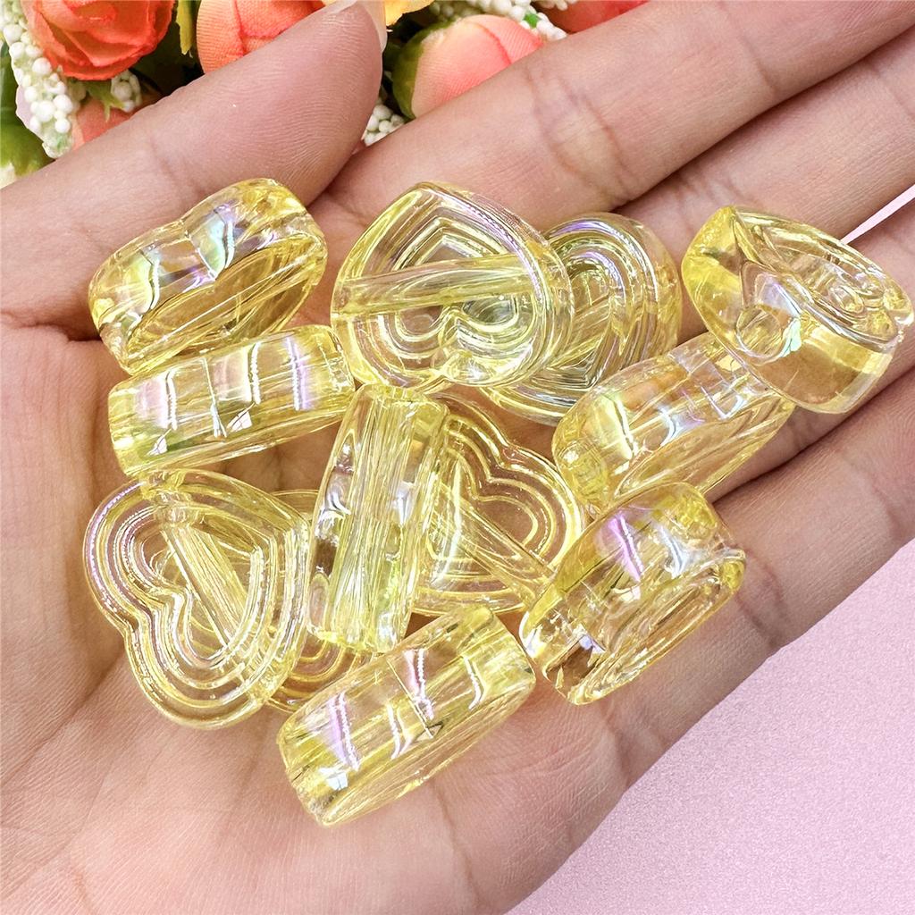High Quality Creative Handmade Material DIY Making Accessories Spacer Loose Beads 12Pcs 23.9mm*20.8mm with Hole 6 Colors Acrylic Peach Heart