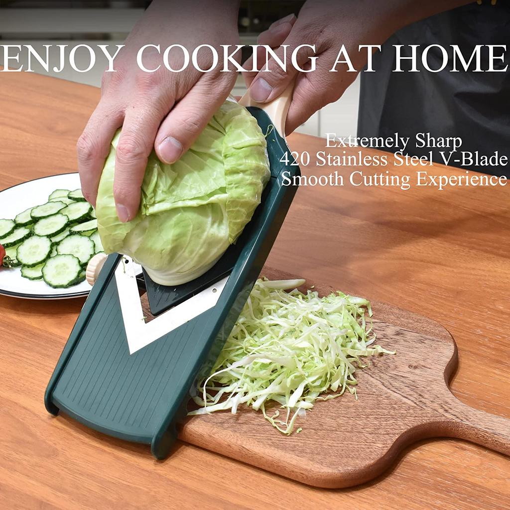 Adjustable Mandoline Food Slicer for Kitchen,Ultra Sharp V-blade Vegetable Slicer with Container