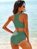 2023 Sporty High Waist Conservative Bikini Set - Double Shoulder Split Swimsuit for Women