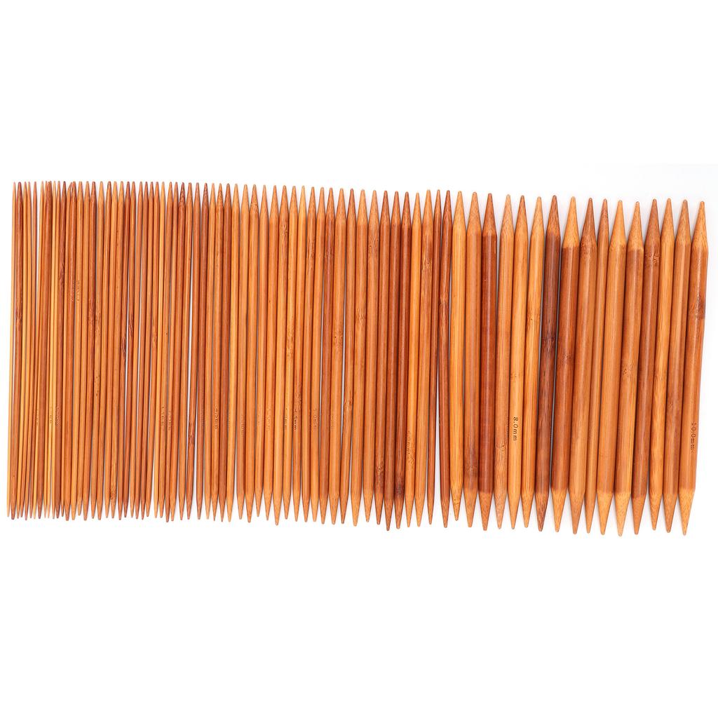 75 Pcs Double Pointed Knitting Needles 20cm7.8in Carbonized Bamboo Knitting Needles Set 15 Sizes