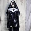 Готический Костюм Монахини Искусственная Кожа Соблазнительный Наряд с Высоким Вырезом для Женщин