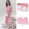 Summer Plus Size 4XL 5XL Pajamas Set with Chest Pad for Women Pink Stripe Short Sleeve Tops and Capri Pants Sleepwear Female Casual Pyjamas Homewear