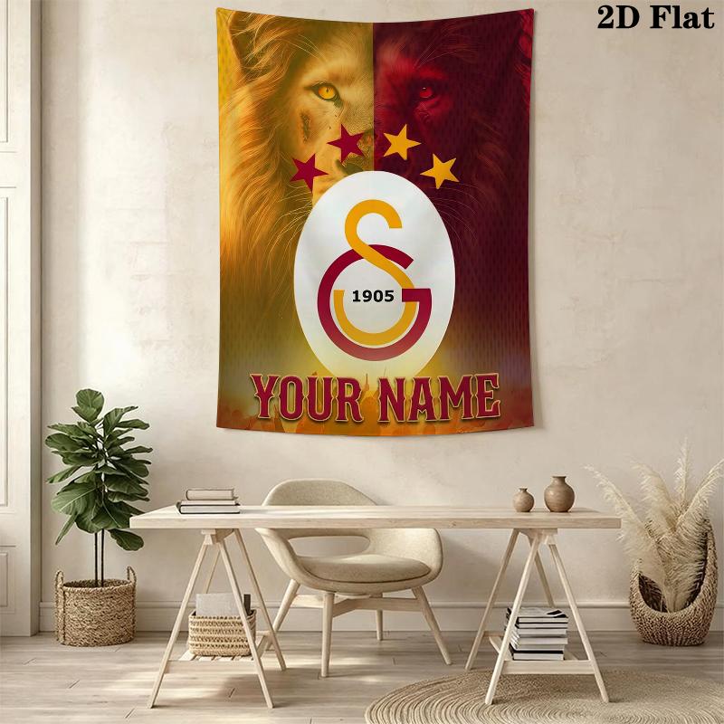 Custom Name Galatasaray Pride Wall Tapestry Aesthetic Wall Hanging Printed Fabric Blanket Decorative Tapestries for Bedroom Living Room Home Decor