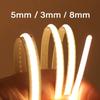 COB LED Strip Light 5V 12V 24V 320 400 LEDs Flexible Tape 5mm 3mm 8mm PCB Warm White/White High Density Linear Lights