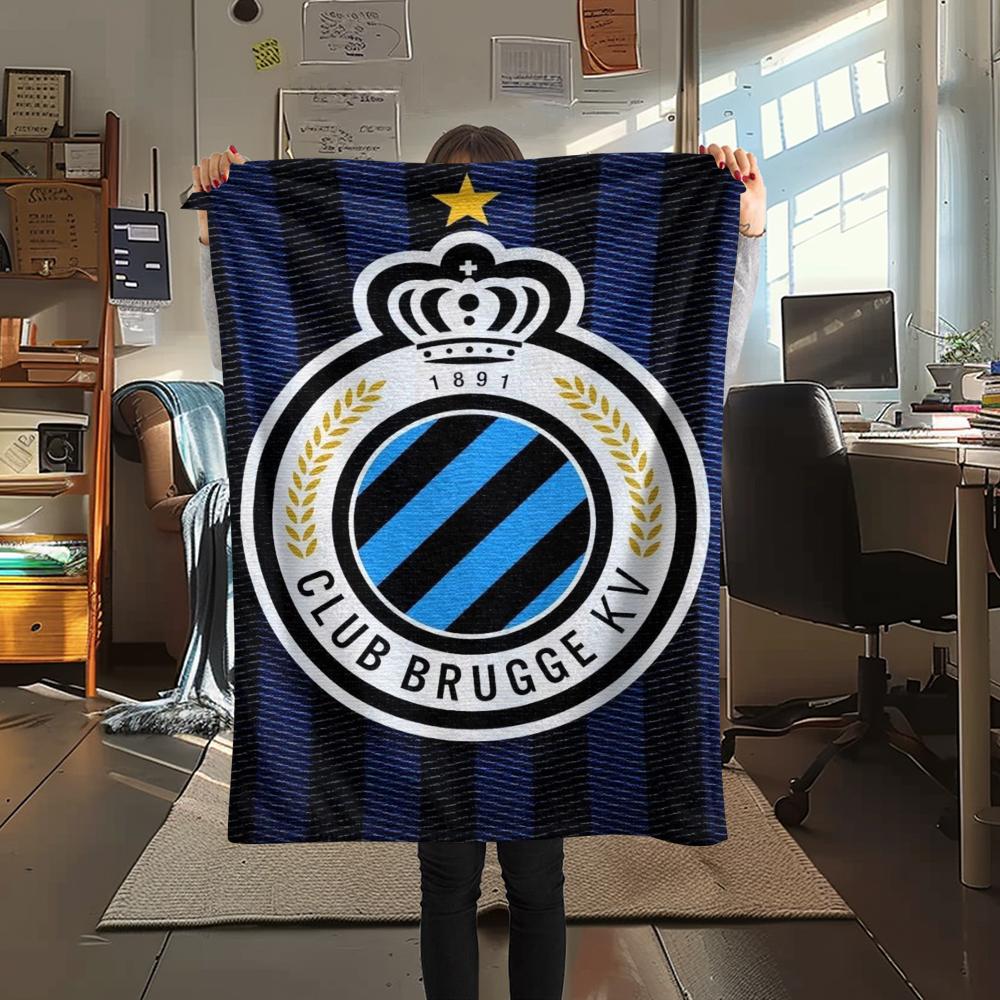 1Pc Club Brugge K V Print Flannel Blanket, High quality Comfortable for All Seasons, Home Decor, Warmth and Comfort, Perfect for Christmas Gifts