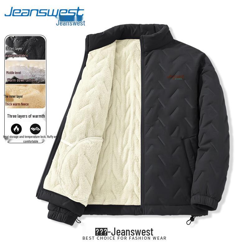 Jeanswest Men's Winter Fleece-Lined Water-Repellent Padded Jacket