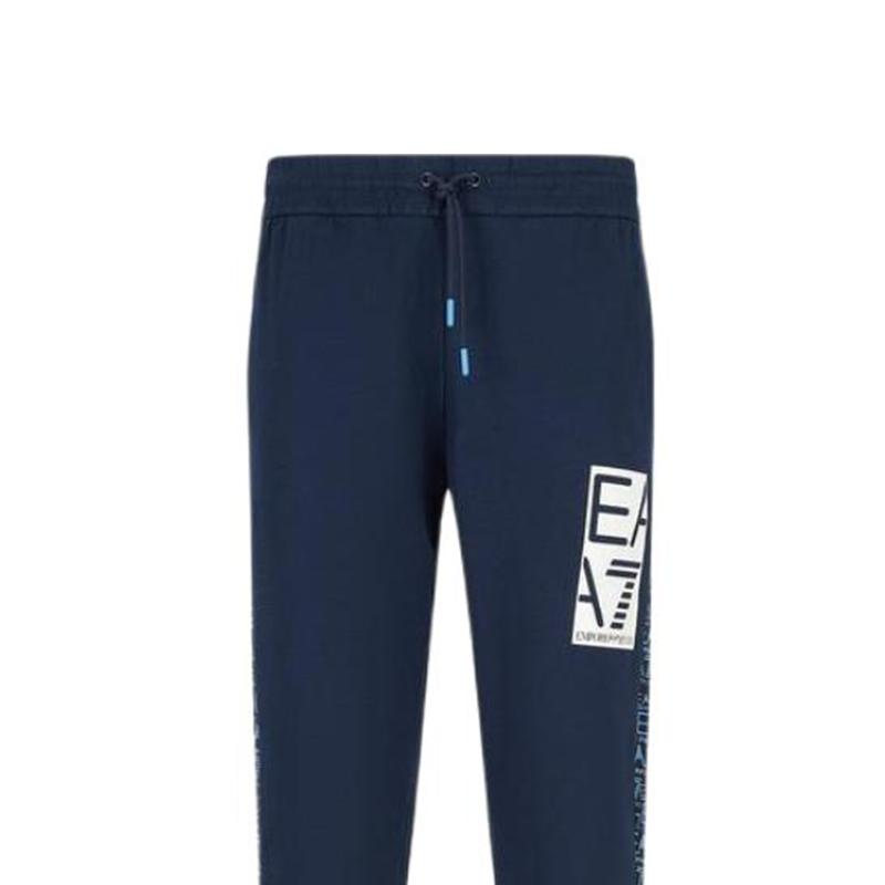 Emporio Armani EA7 Спортивные брюки с принтом логотипа-буквы на шнурке Вязаные Мужские брюки Темно-синий 3RPP65-PJ05Z-1554