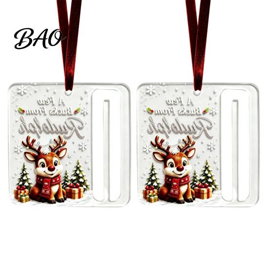 Surprise Cash Gift Packaging 2Pcs Christmas Holder Ornament, Acrylic Money Hanging Decor with Holiday Party Santa Snowman Design, Tree Pendant