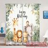 2 шторы с 2D плоской печатью (Без Рода) Сафари День Рождения Современные Модные Шторы Тканевые Шторы Универсальные Все Использование для
