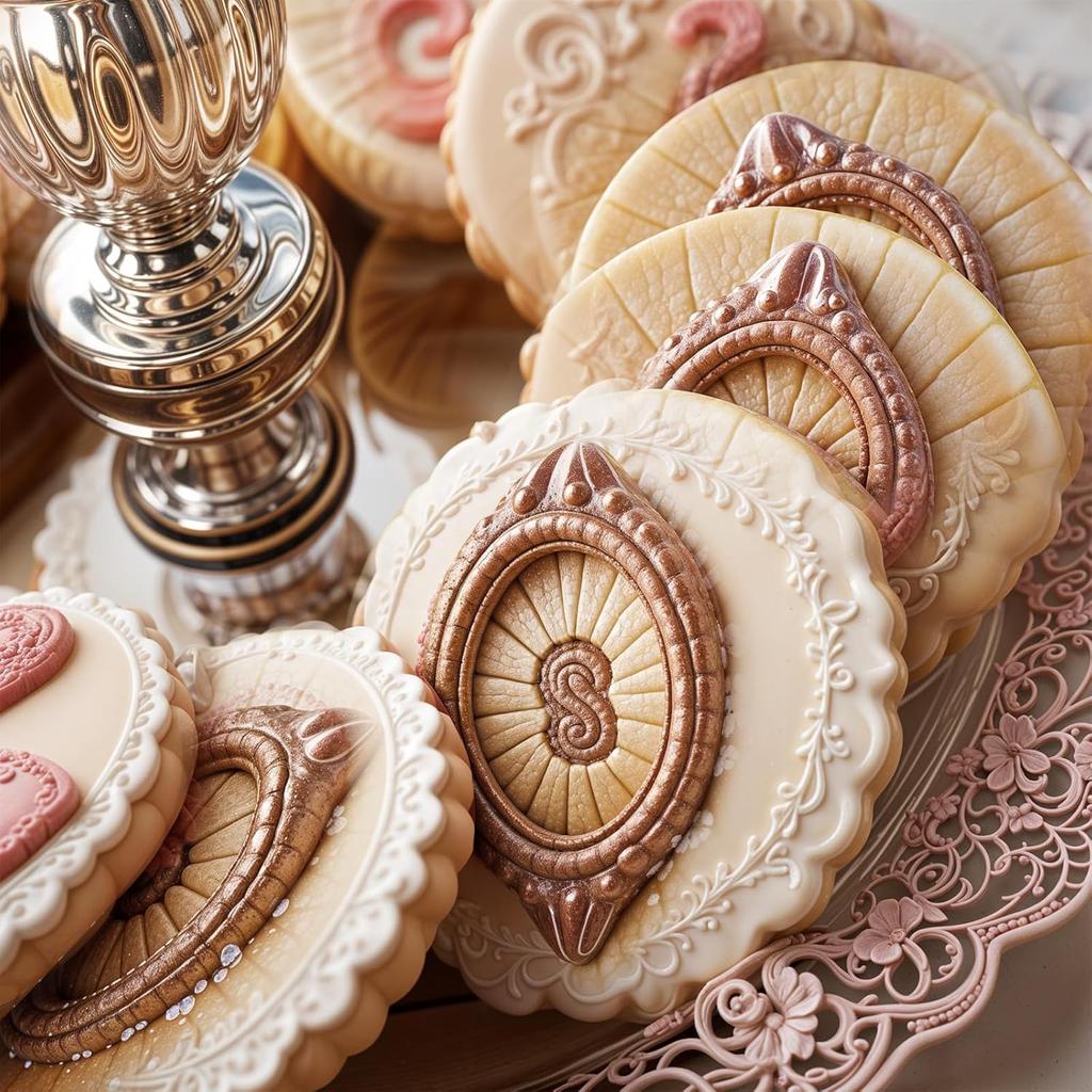 Giantree 4Pcs Frame Fondant Mold, Chocolate Silicone Mold, Baroque Style Candy Picture Frames Polymer Clay Molds, Resin Photo Frame Fondant Mold for