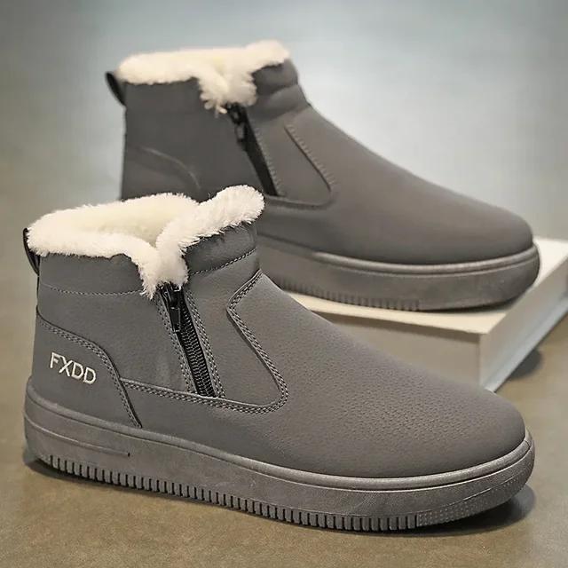 Зимние Новые Мужские Снежные Ботинки Водонепроницаемые, Противоскользящие, Плюшевые Высокие, Теплые на Молнии, Уличная Спортивная Обувь Ботильоны Zapatos