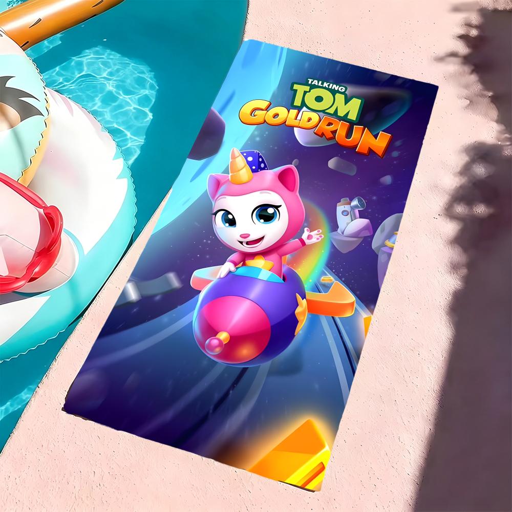 Полотенце Talking Tom & Friends, Микрофибра, Пляжное полотенце, Быстросохнущее, Без песка, Ультратонкое волокно, Супермягкое.