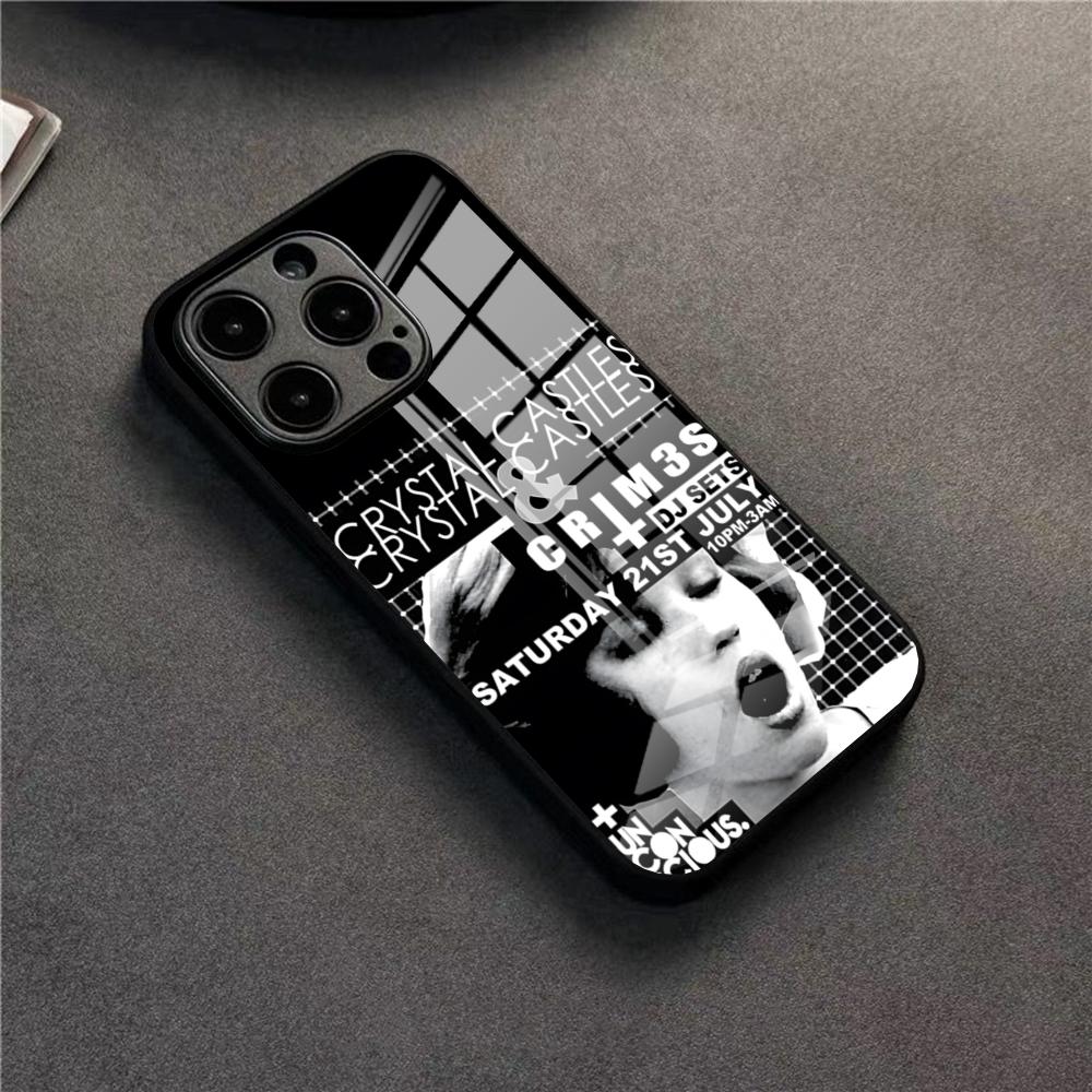 Чехол для телефона Band C-Crystal Castles для iPhone 17 16 Pro 15 Pro Max 14 13 12 11 X XR XS Max Plus SE Стеклянная крышка