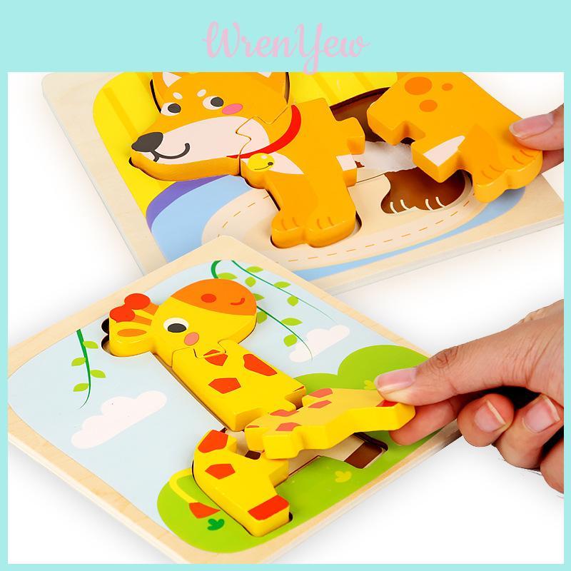 Montessori Wooden Animal Puzzle With Interlocking Pieces For Kids Learning And Development