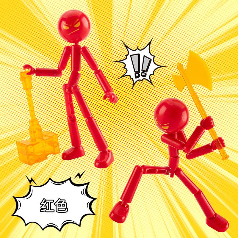 DIY Poseable Stick Man Figure Building Kit Articulated Action Figure with Weapons and Movable Limbs Assembly Toys Fans Gifts