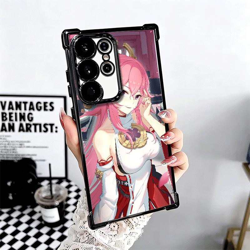 Чехол для телефона с покрытием Genshin Impact Яэ Мико Для Samsung Galaxy S24 S25 FE S26 Edge S23 Ultra S22 S21 Plus S20 Противоударный Airbag C