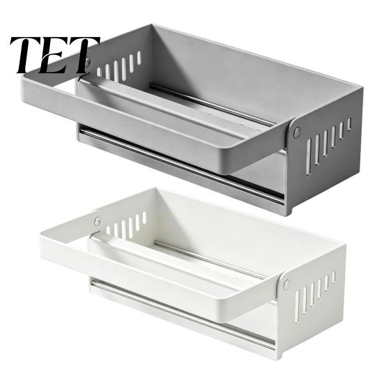 Rust Resistant Sink Rack Storage with Foldable Towel Rack, Durable Carbon Steel Tray, Suction Space Saving Countertop Organizer Cup Fixation