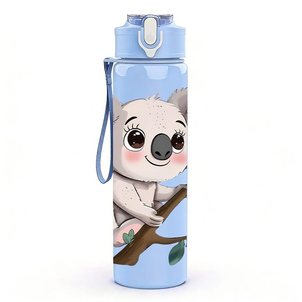 1PC Cute Koala On Eucalyptus Branch Print 750ml Color Plastic Sports Water Bottle Leakproof Flip Straw Lid Suitable for Sports Office Home Use
