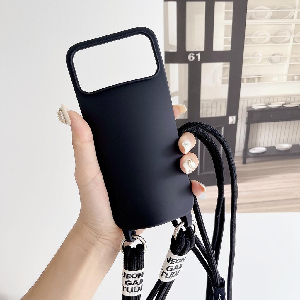 Чехол из жидкого силикона с двумя шнурками через плечо для iPhone 17 Air 17 16 15 14 13 12 11 Pro Max X XR Max 7 8 Plus Samsung S25 S24 23 Ultra Plus