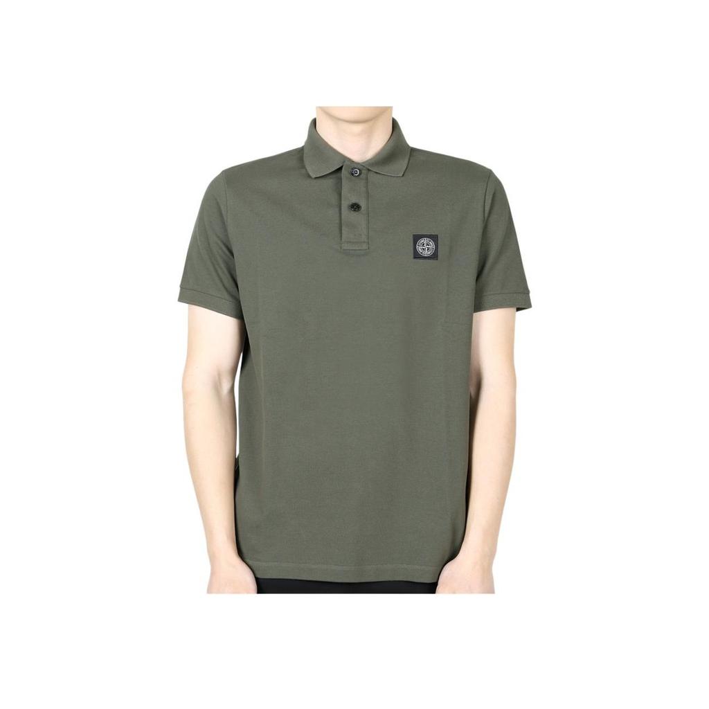 Stone Island Logo Patch Straight Fit Short Sleeve Polo Shirt Men tops Military-Green K1S1522002SCS0017V0054