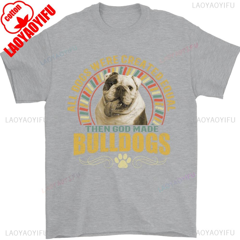 A Bulldog Dog Unisexs TShirt High Quality Cotton Unisex Tops Harajuku Aesthetic Clothes Fit Sweatshirt For Daily Wear Streetwear