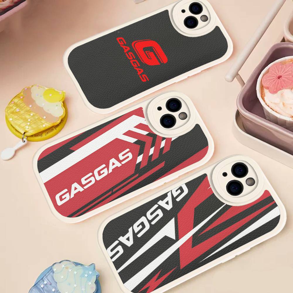 Красный чехол для телефона на мотоцикл G-GasGas для iPhone 16 15 14 13 12 11 Pro Max Plus Кожаный мягкий чехол