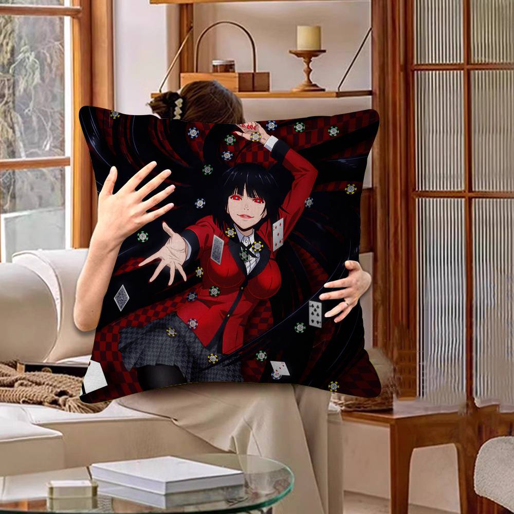 Japanese Manga KKakegurui Pillow Cover For Bedroom Room And Living Room Sofa Decorative Cushion Cover