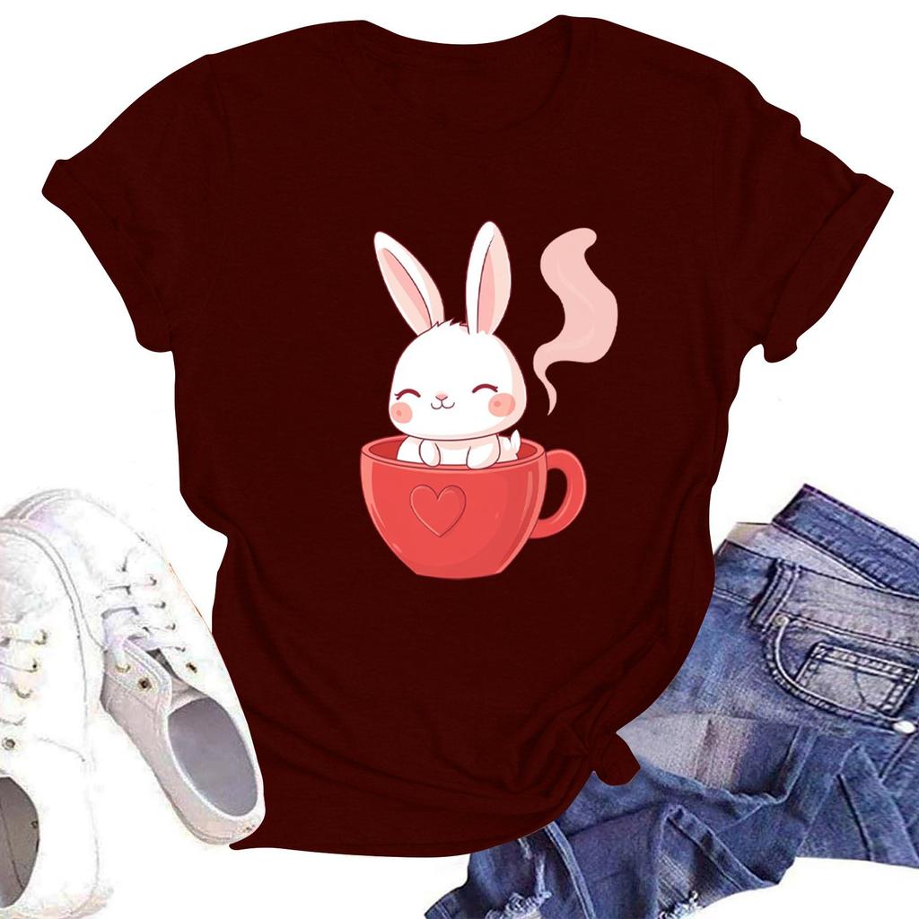 Женская повседневная футболка с круглым вырезом и короткими рукавами с принтом