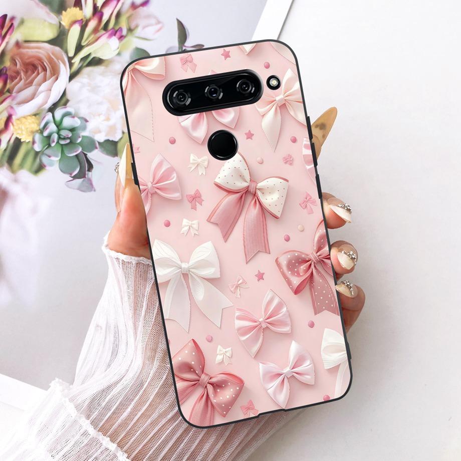 For LG V40 V50s V35 ThinQ LG V8X ThinQ V30 2017 Phone Case Soft TPU Bumper Back Cover Cool Cartoon Luxury Butterfly Flower Funda