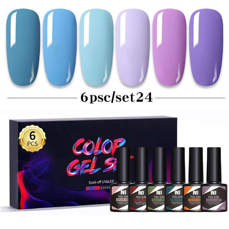 Набор клея для лака для ногтей 8 мл 6 бутылочек в коробке клей для дизайна ногтей Barbie японский цветной клей для ногтей клей для фототерапии