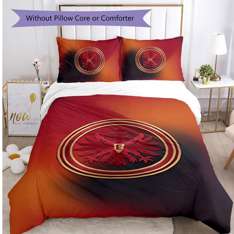 Eintracht Frankfurt Football Printed 3 Pieces Bedding Set, Comfortable Skin Friendly Bedroom Duvet Cover Set