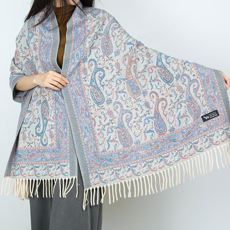 New Jacquard Fringed Scarf Travel Wear Cape Women's Outer Shawl Windproof Warm Scarf
