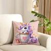 Cute Cartoon Unicorn Cushion Cover Reversible Plush Pillow Cover Soft Fluffy Home Decor for Sofa Bedroom
