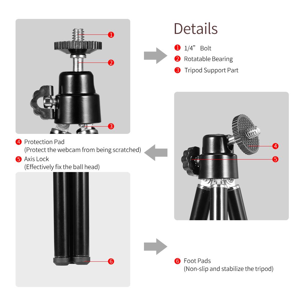 Portable Mini Webcam Tripod for Smartphone Lightweight Flexible Web Camera Desktop Support Stand