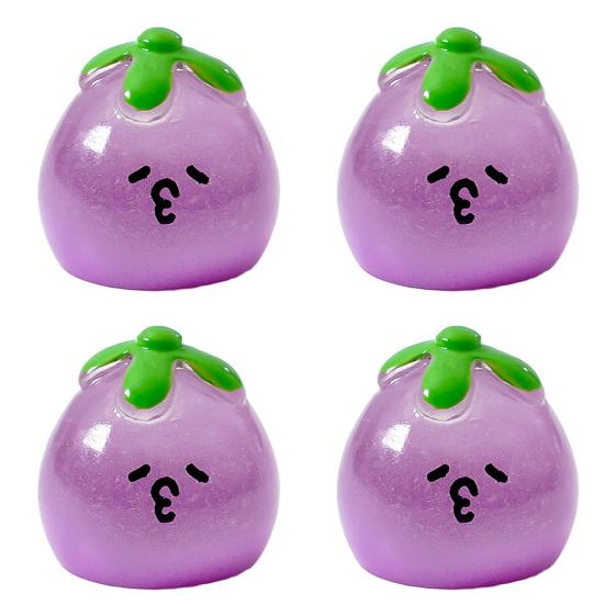 4Pcs Mini Resin Vegetable Figurines Cute Car Dashboard Decor, Adhesive Mounted Resin Car Interior Decorations for Women, Mini Dashboard Ornaments