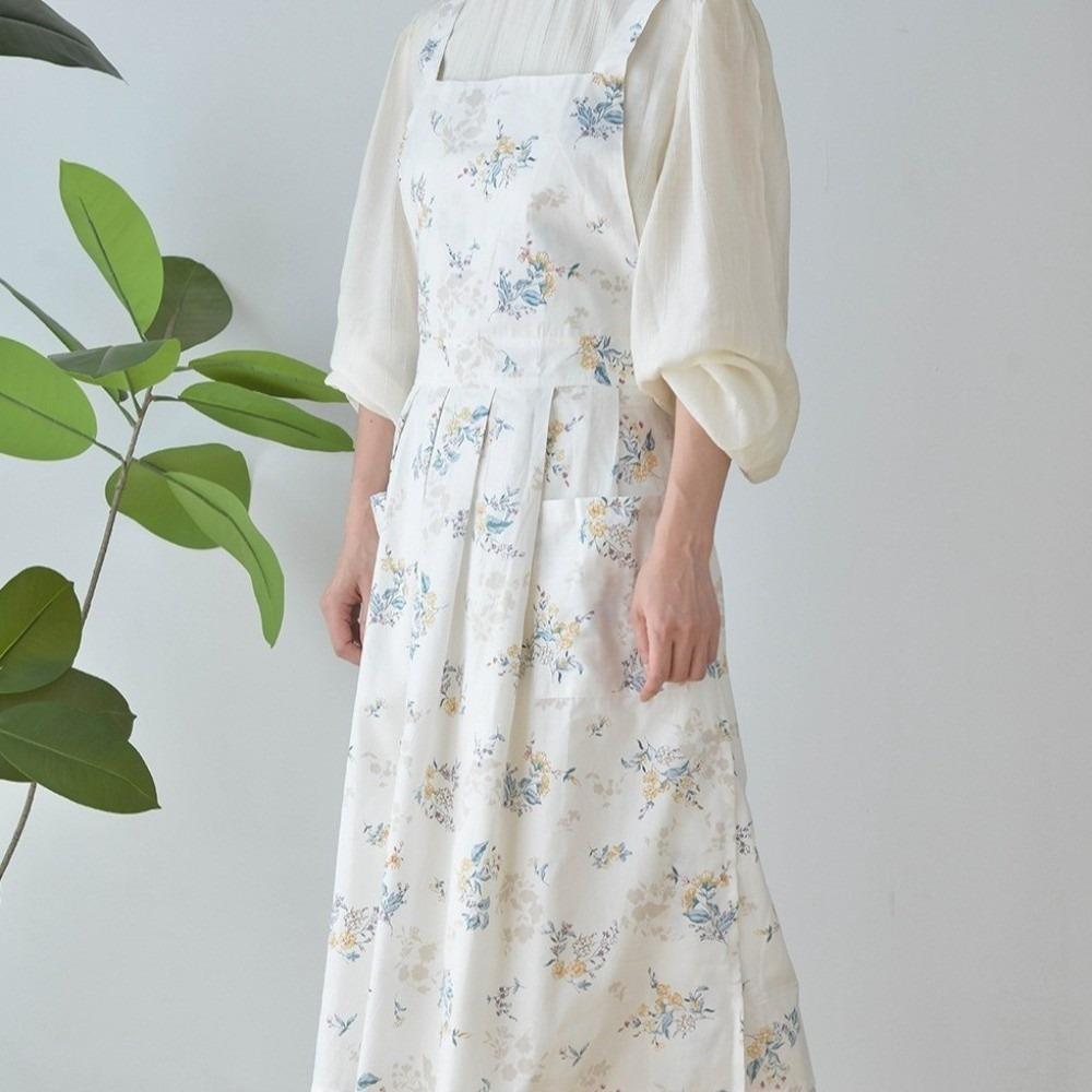 Pure Cotton Cotton Apron Floral Pattern Korean-style Apron Vintage Girls Apron Gardening Works