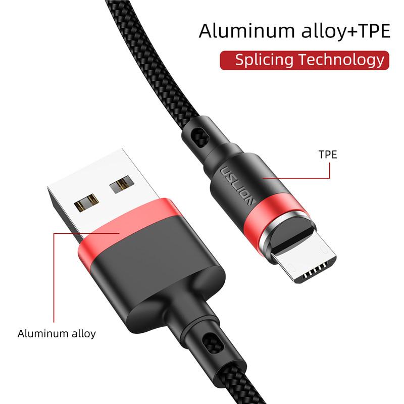 USLION 3A Быстрая зарядка телефона Магнитный кабель Micro USB Тип C Магнитный кабель Быстрая зарядка для iPhone