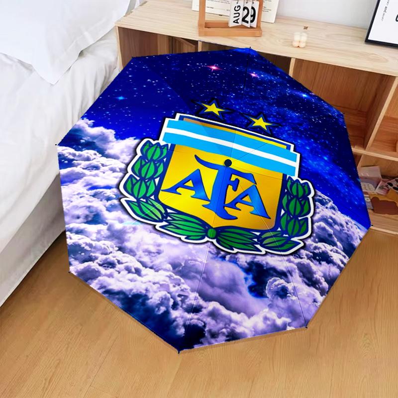 1PC Argentina Football club Printed Umbrella Folding umbrella, automatic umbrella 8-Frame for Travel, camping Fan gifts Christmas Gifts