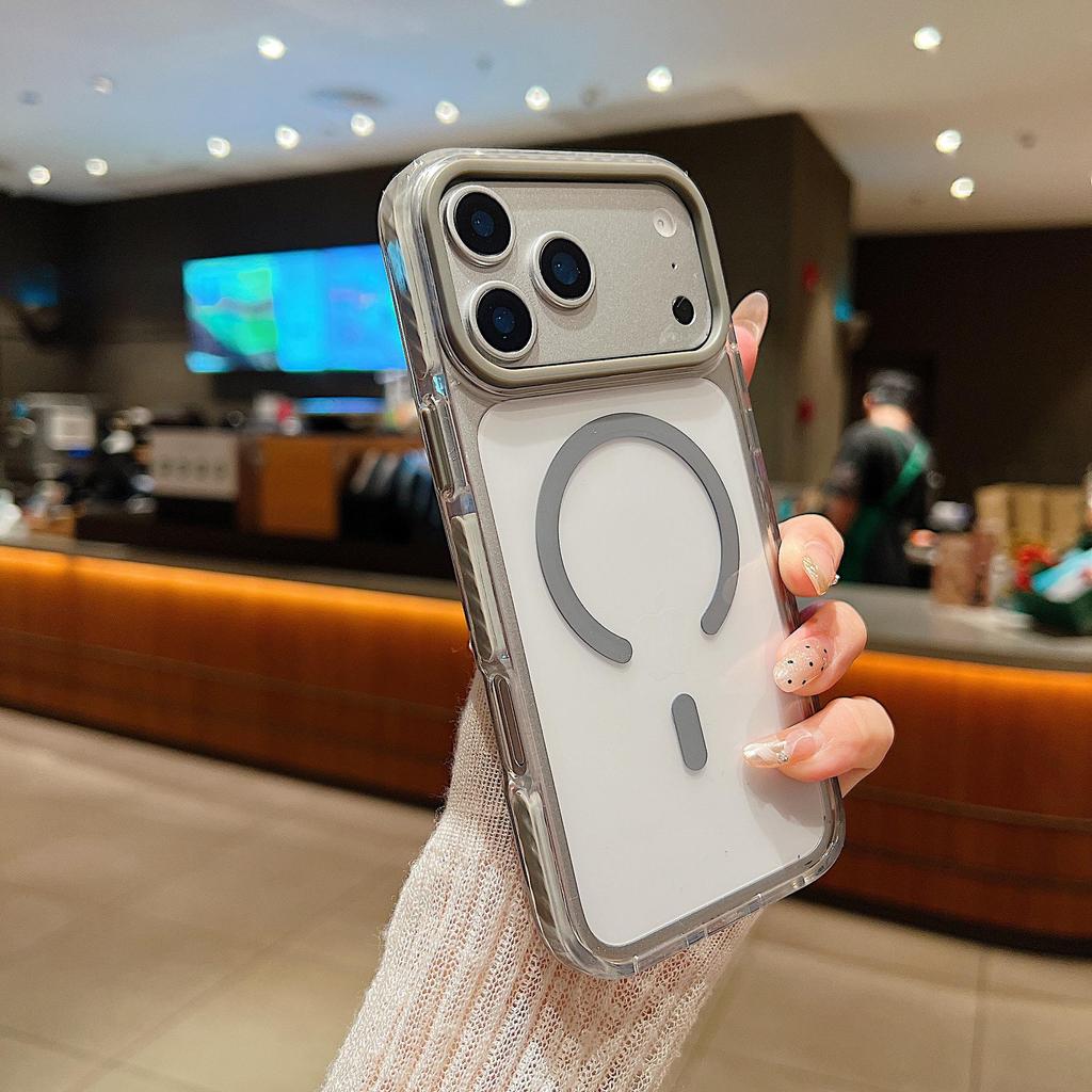 Двухцветный магнитный акриловый чехол для телефона iPhone 17 Pro Max с дизайном большого отверстия