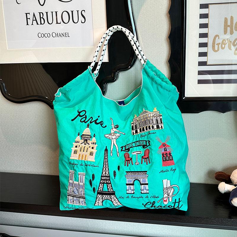 Embroidery Shopping Bag Women'S Fashion Niche Large Capacity Shoulder Bag Tide