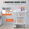 SucceBuy Stainless Steel Work Table with Wheels 3 Adjustable Height Levels Heavy Duty Food Prep Worktable for Commercial Kitchen