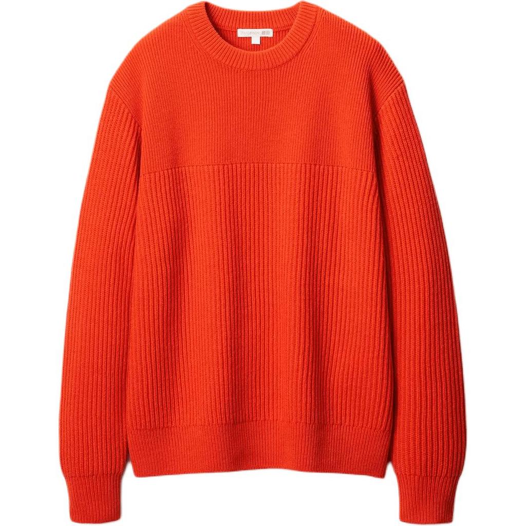 Uniqlo Свитер унисекс из плотного фактурного трикотажа с круглым вырезом, свободного кроя, со спущенной линией плеча. Коллаборация X JW Anderson Осень/Зима 2025. Однотонный. 479842-25