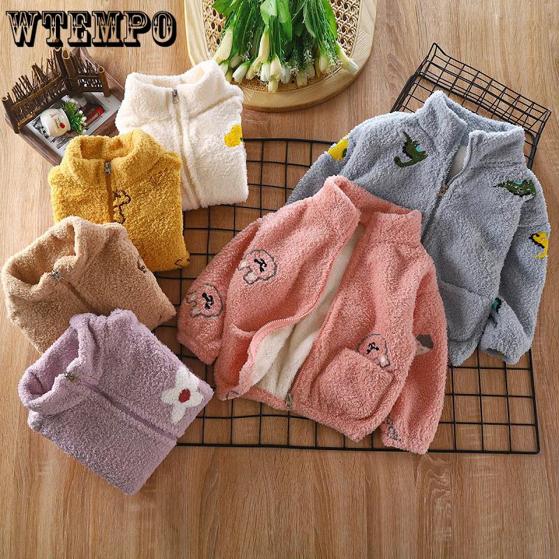 Детские весенне-осенние пальто для мальчиков и девочек, теплый коралловый бархатный детский плюс бархатный топ для детей