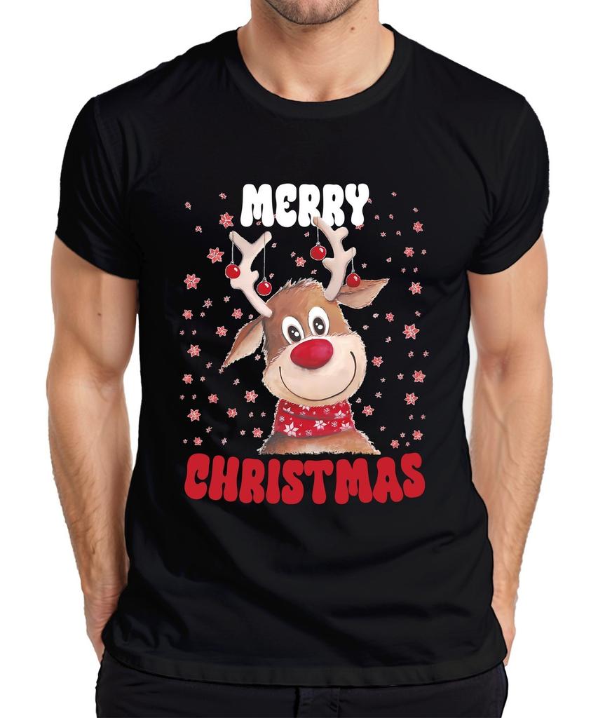 Merry Christmas Deer Reindeer Cute - Christmas Xmas Xmas Mens T-Shirt