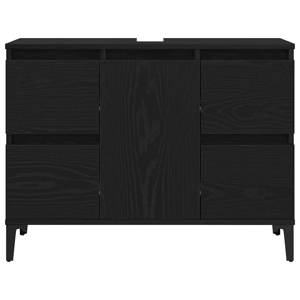 Wall Mounted Bathroom Furniture Set 3 pcs Black Oak Effect