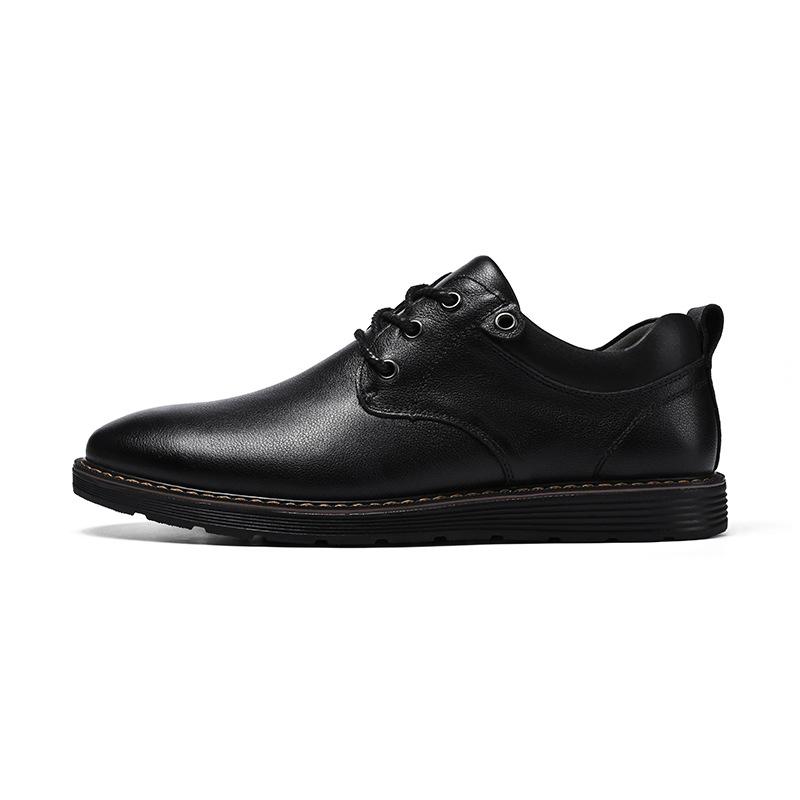 Весенние новые кожаные туфли в стиле business casual, дышащие, из черной кожи, удобные, с мягкой подошвой