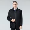 Мужское шерстяное пальто двухстороннее со съемной пуховой подкладкой, шерстяное пальто с лацканами для мужчин среднего и пожилого возраста