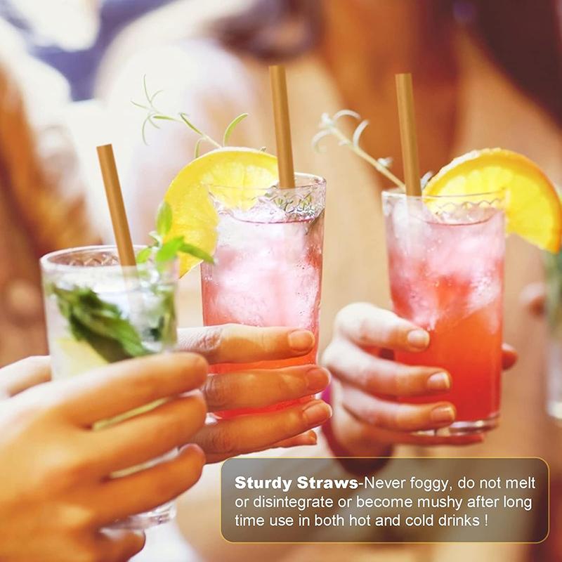100Pcs Bagasse Drinking Straws, Disposable Straws for Birthday Wedding Bridal Party, Milk Soda Juice Cocktail Shakes Supplies