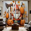 2pcs HD Thanksgiving Pumpkin with Axe Old Man Decorative Curtain Yellow Tie Digital Printed Curtain Home Decoration Style Dec