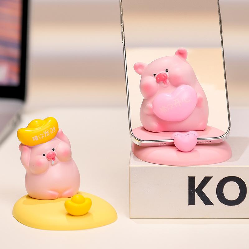 Mobile phone holder piggy cute desktop creative ornament healing system decompression doll girls station mobile phone holder new